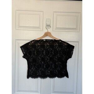 Vintage Sheer floral lace cropped top black size 4
